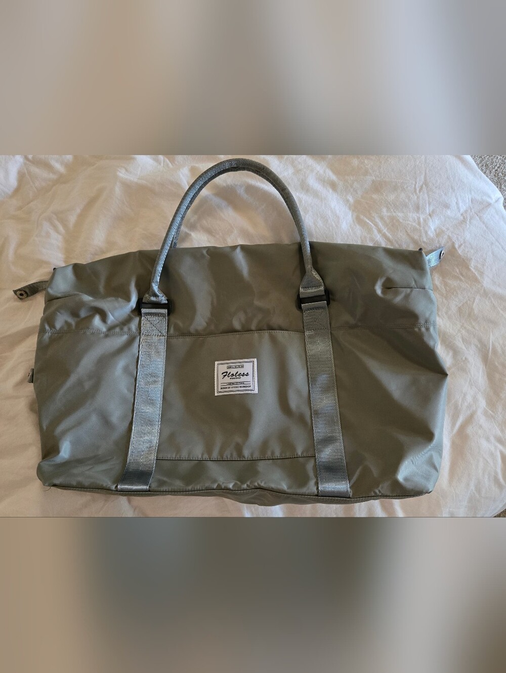 Olive Green Satiny Duffel Weekender Bag